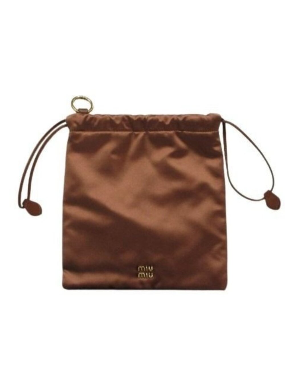 Miu Miu Miu Pouch Drawstring Satin Silk Brown Mini Bag